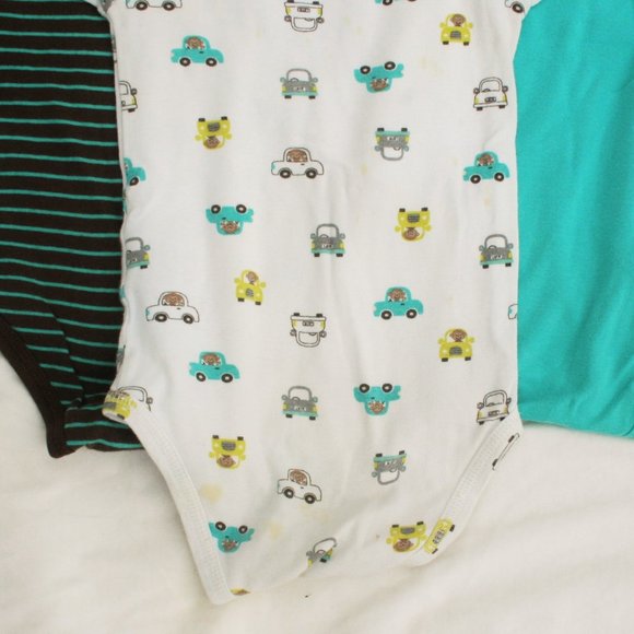 24Mo Boy Set 3-Piece Monkey Car Bodysuit Cute Carters Baby Onesie Short Sleeved - Picture 10 of 11